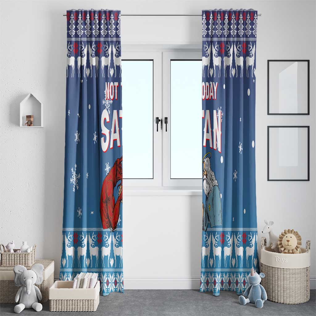 Jesus Not To Day Satan Christmas Window Curtain Funny Xmas Holiday Patterns - Wonder Print Shop
