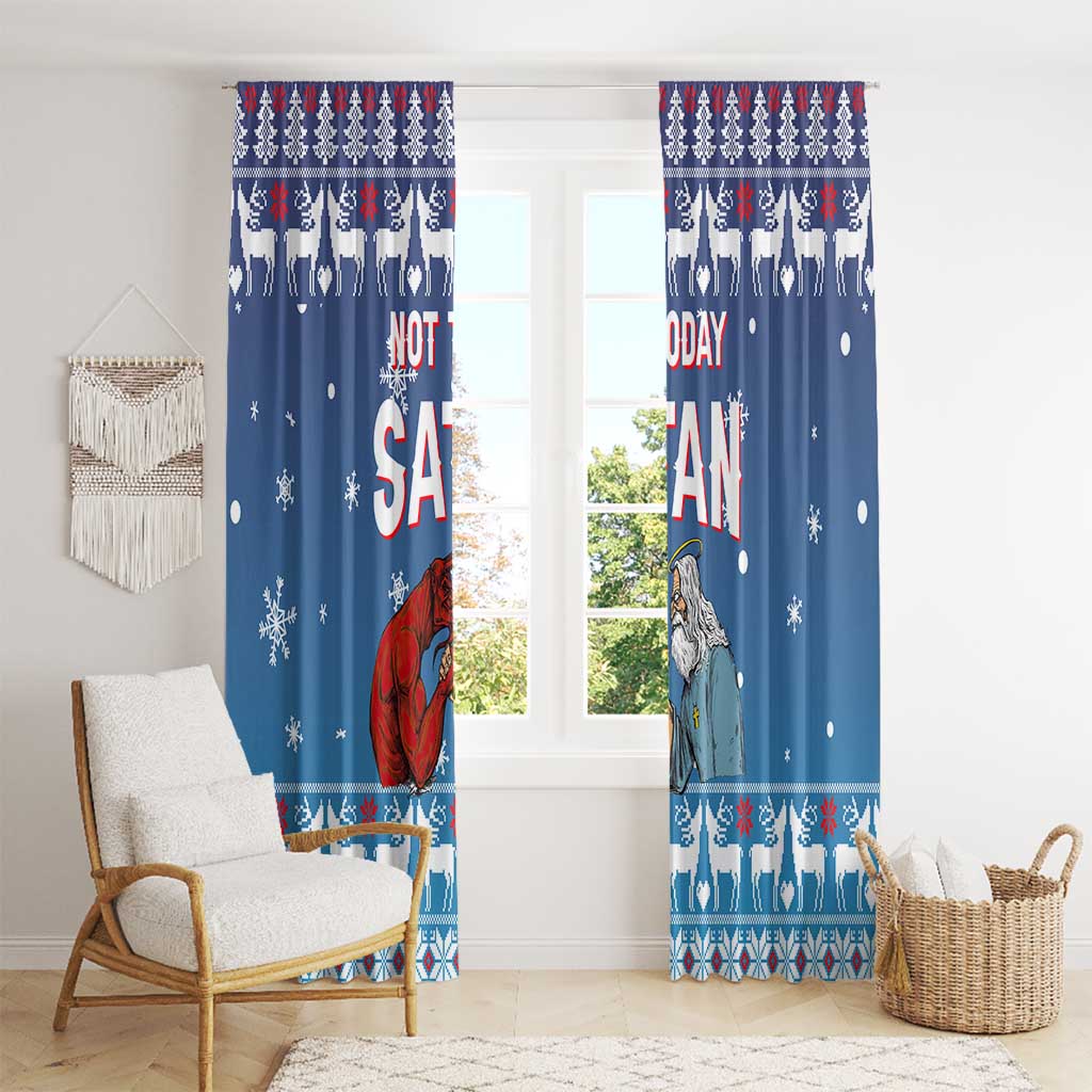 Jesus Not To Day Satan Christmas Window Curtain Funny Xmas Holiday Patterns - Wonder Print Shop
