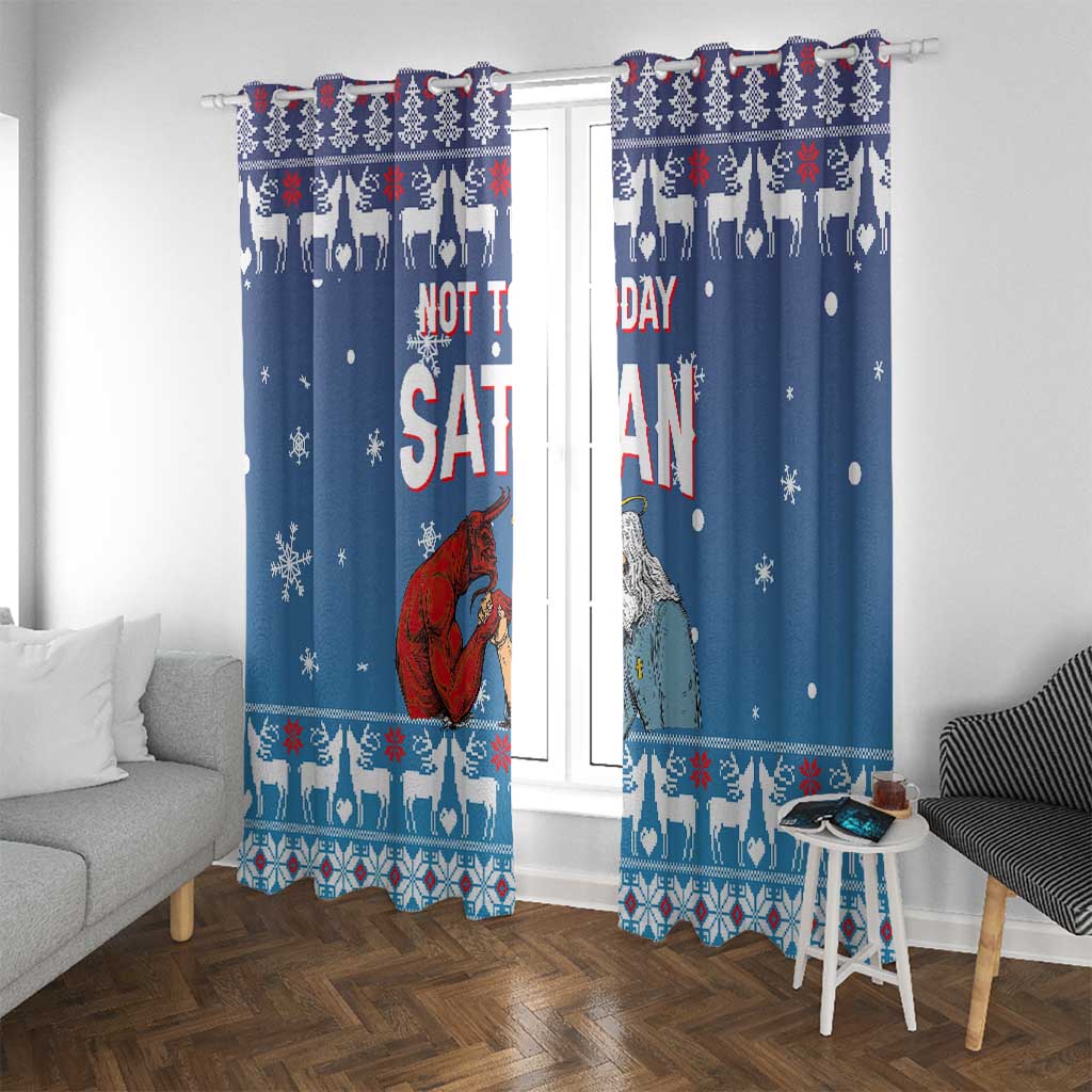 Jesus Not To Day Satan Christmas Window Curtain Funny Xmas Holiday Patterns - Wonder Print Shop