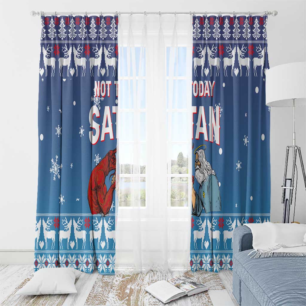 Jesus Not To Day Satan Christmas Window Curtain Funny Xmas Holiday Patterns - Wonder Print Shop