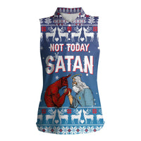 Jesus Not To Day Satan Christmas Women Sleeveless Polo Shirt Funny Xmas Holiday Patterns - Wonder Print Shop