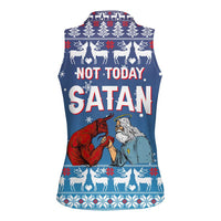 Jesus Not To Day Satan Christmas Women Sleeveless Polo Shirt Funny Xmas Holiday Patterns - Wonder Print Shop