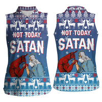 Jesus Not To Day Satan Christmas Women Sleeveless Polo Shirt Funny Xmas Holiday Patterns - Wonder Print Shop