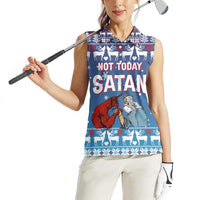 Jesus Not To Day Satan Christmas Women Sleeveless Polo Shirt Funny Xmas Holiday Patterns - Wonder Print Shop