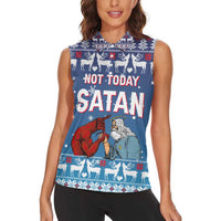 Jesus Not To Day Satan Christmas Women Sleeveless Polo Shirt Funny Xmas Holiday Patterns - Wonder Print Shop