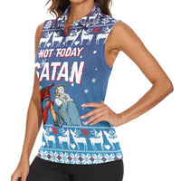 Jesus Not To Day Satan Christmas Women Sleeveless Polo Shirt Funny Xmas Holiday Patterns - Wonder Print Shop