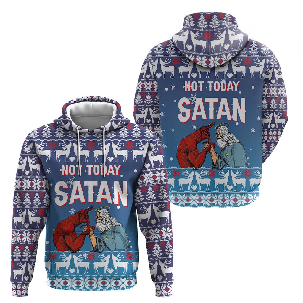 Jesus Not To Day Satan Christmas Zip Hoodie Funny Xmas Holiday Patterns - Wonder Print Shop