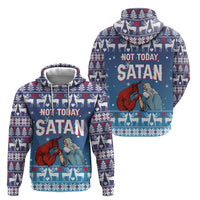 Jesus Not To Day Satan Christmas Zip Hoodie Funny Xmas Holiday Patterns - Wonder Print Shop