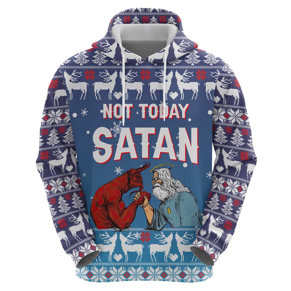 Jesus Not To Day Satan Christmas Zip Hoodie Funny Xmas Holiday Patterns - Wonder Print Shop