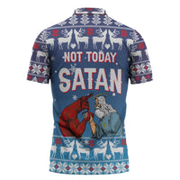 Jesus Not To Day Satan Christmas Zipper Polo Shirt Funny Xmas Holiday Patterns - Wonder Print Shop