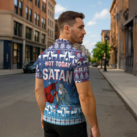 Jesus Not To Day Satan Christmas Zipper Polo Shirt Funny Xmas Holiday Patterns - Wonder Print Shop