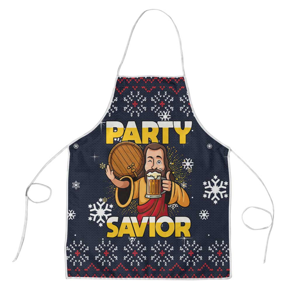 Jesus Party Savior Christmas Apron Funny Xmas Holiday Patterns - Wonder Print Shop