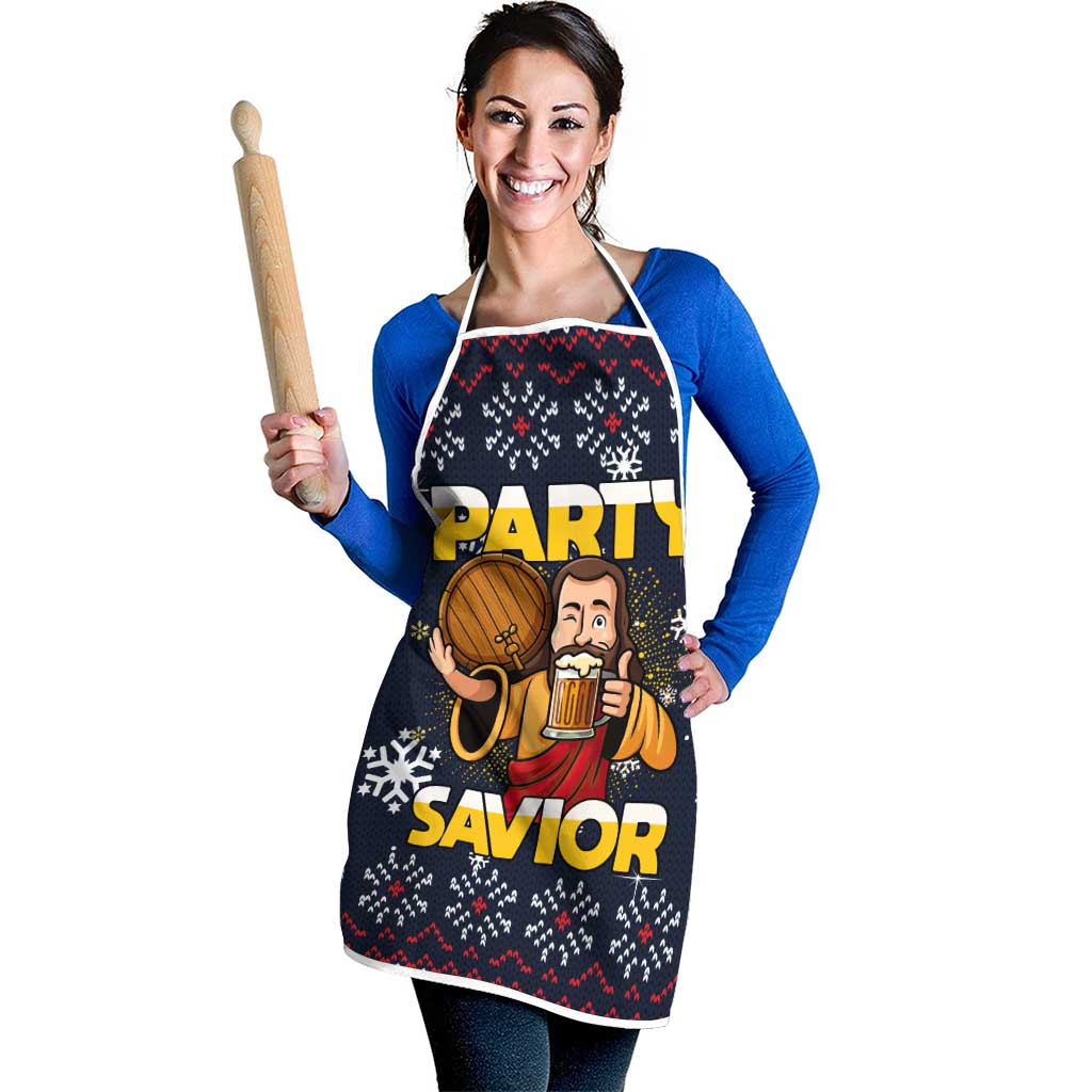 Jesus Party Savior Christmas Apron Funny Xmas Holiday Patterns - Wonder Print Shop