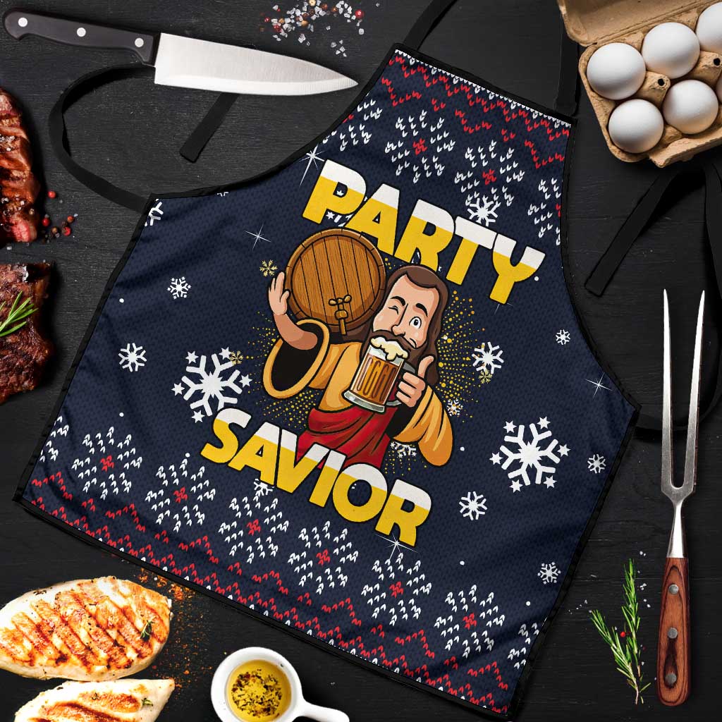 Jesus Party Savior Christmas Apron Funny Xmas Holiday Patterns - Wonder Print Shop
