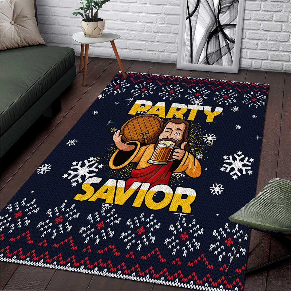 Jesus Party Savior Christmas Area Rug Funny Xmas Holiday Patterns - Wonder Print Shop