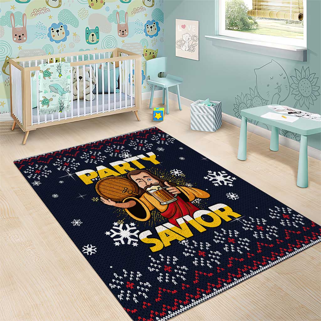 Jesus Party Savior Christmas Area Rug Funny Xmas Holiday Patterns - Wonder Print Shop