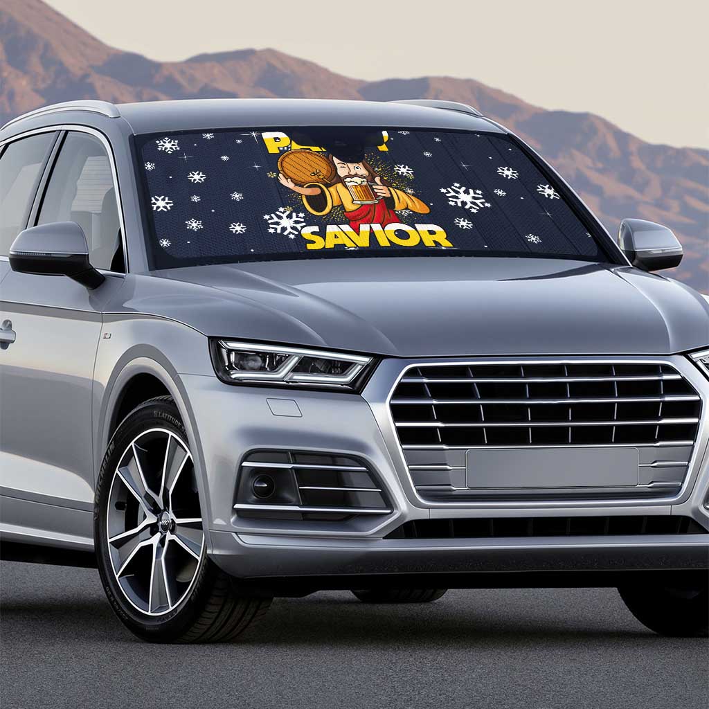 Jesus Party Savior Christmas Auto Sun Shade Funny Xmas Holiday Patterns - Wonder Print Shop