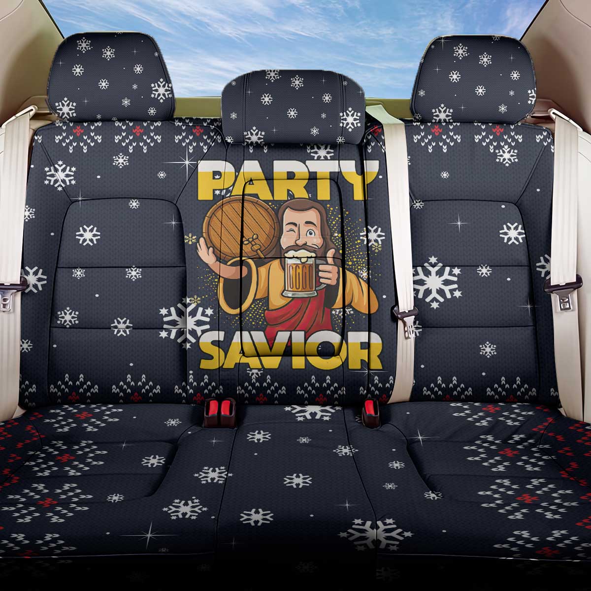 Jesus Party Savior Christmas Back Car Seat Cover Funny Xmas Holiday Patterns - Wonder Print Shop