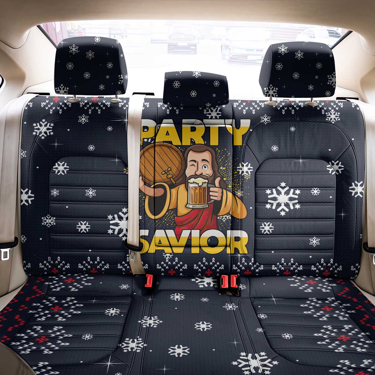 Jesus Party Savior Christmas Back Car Seat Cover Funny Xmas Holiday Patterns - Wonder Print Shop