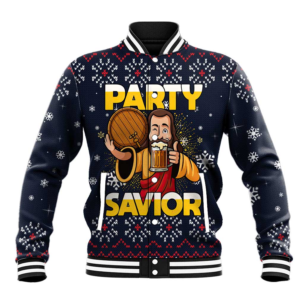 Jesus Party Savior Christmas Baseball Jacket Funny Xmas Holiday Patterns - Wonder Print Shop
