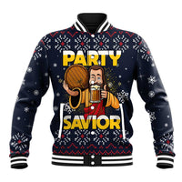 Jesus Party Savior Christmas Baseball Jacket Funny Xmas Holiday Patterns - Wonder Print Shop