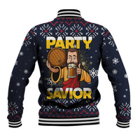Jesus Party Savior Christmas Baseball Jacket Funny Xmas Holiday Patterns - Wonder Print Shop