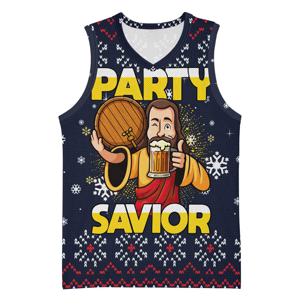 Jesus Party Savior Christmas Basketball Jersey Funny Xmas Holiday Patterns - Wonder Print Shop
