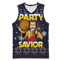 Jesus Party Savior Christmas Basketball Jersey Funny Xmas Holiday Patterns - Wonder Print Shop