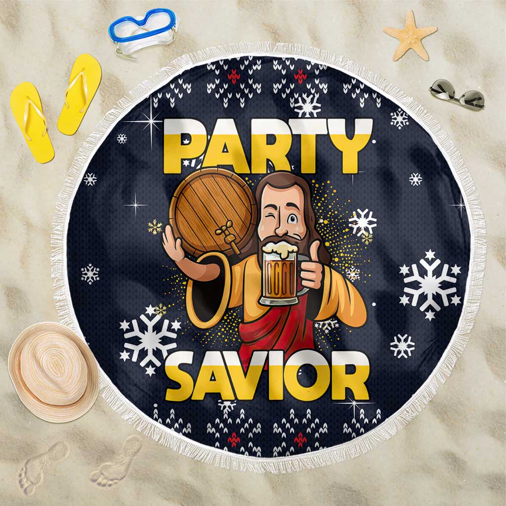 Jesus Party Savior Christmas Beach Blanket Funny Xmas Holiday Patterns - Wonder Print Shop