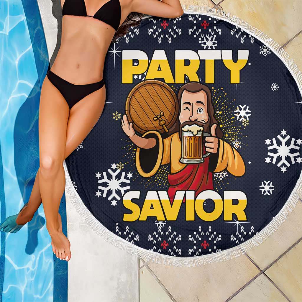 Jesus Party Savior Christmas Beach Blanket Funny Xmas Holiday Patterns - Wonder Print Shop