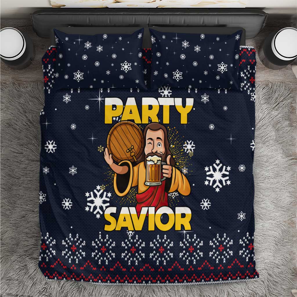 Jesus Party Savior Christmas Bedding Set Funny Xmas Holiday Patterns - Wonder Print Shop