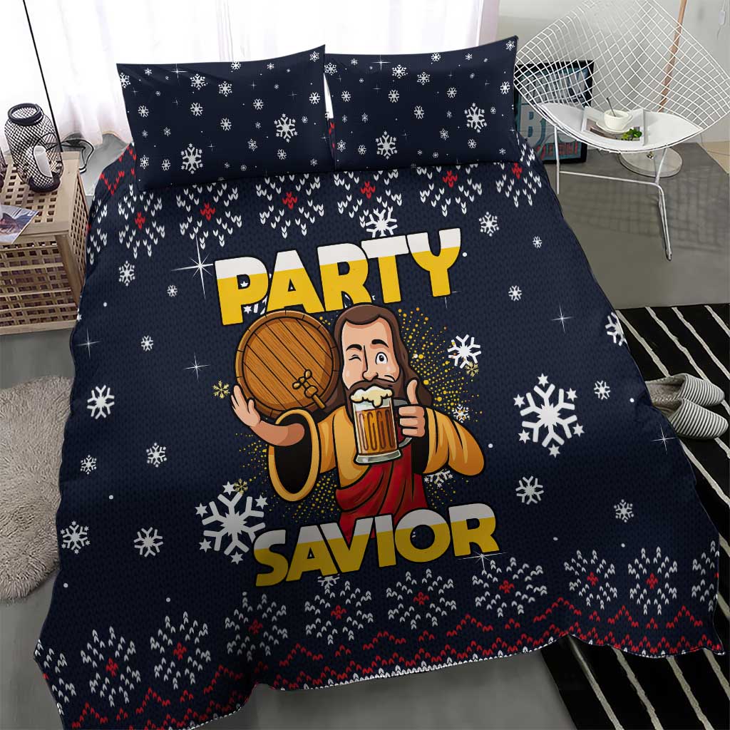 Jesus Party Savior Christmas Bedding Set Funny Xmas Holiday Patterns - Wonder Print Shop