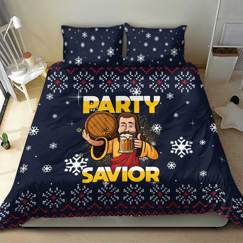 Jesus Party Savior Christmas Bedding Set Funny Xmas Holiday Patterns - Wonder Print Shop