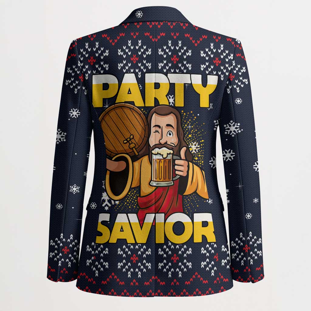 Jesus Party Savior Christmas Blazer Funny Xmas Holiday Patterns - Wonder Print Shop