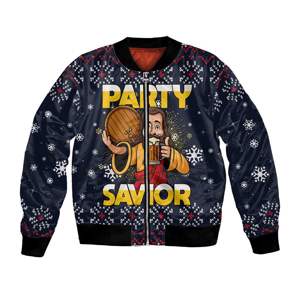 Jesus Party Savior Christmas Bomber Jacket Funny Xmas Holiday Patterns - Wonder Print Shop