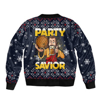 Jesus Party Savior Christmas Bomber Jacket Funny Xmas Holiday Patterns - Wonder Print Shop
