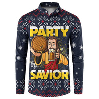 Jesus Party Savior Christmas Button Sweatshirt Funny Xmas Holiday Patterns - Wonder Print Shop