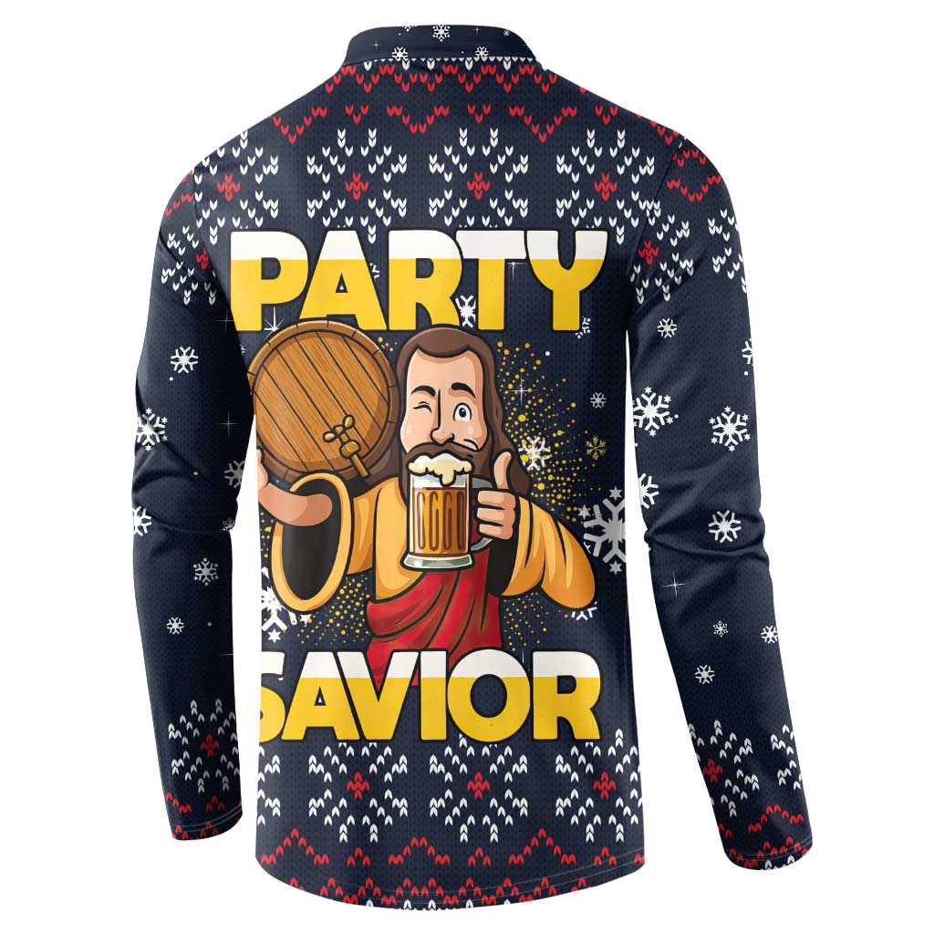 Jesus Party Savior Christmas Button Sweatshirt Funny Xmas Holiday Patterns - Wonder Print Shop