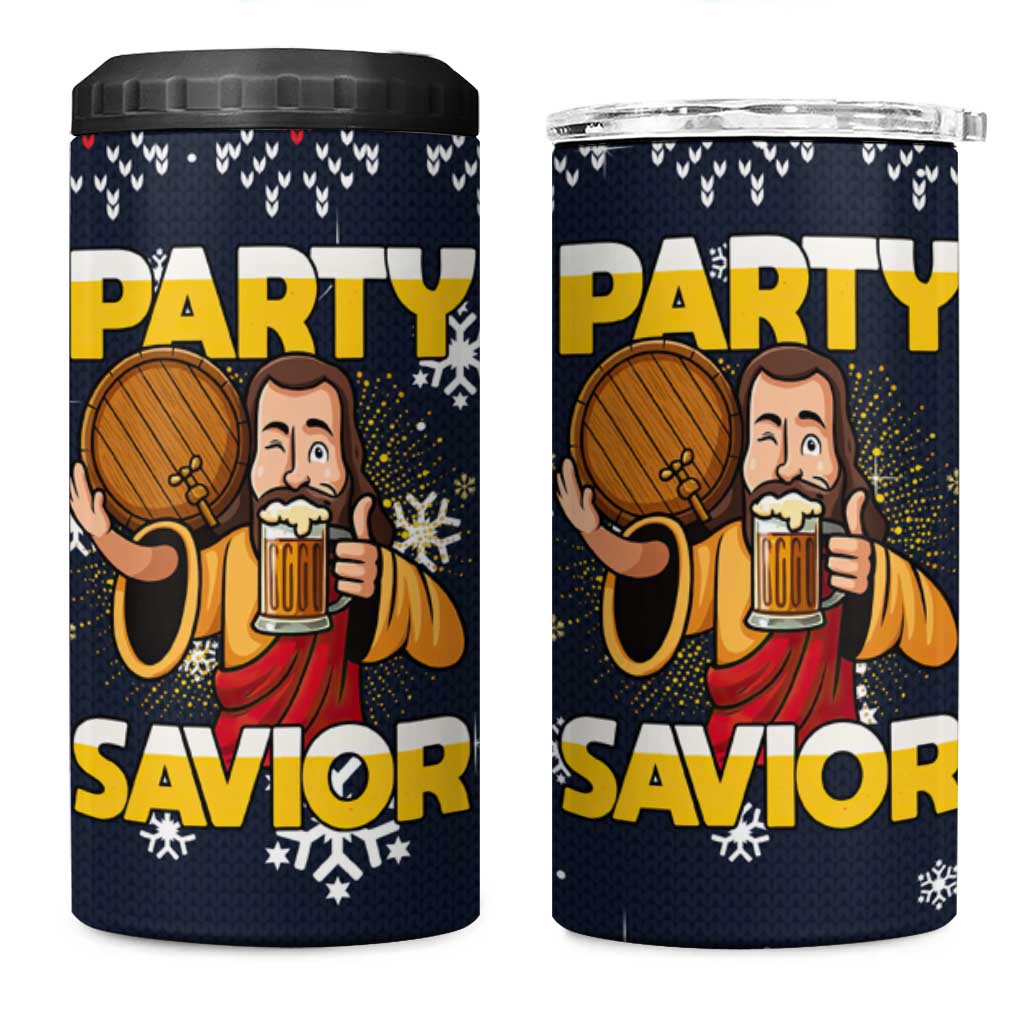 Jesus Party Savior Christmas 4 in 1 Can Cooler Tumbler Funny Xmas Holiday Patterns - Wonder Print Shop