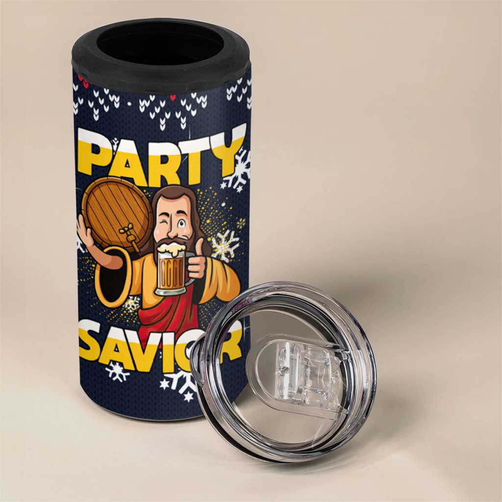 Jesus Party Savior Christmas 4 in 1 Can Cooler Tumbler Funny Xmas Holiday Patterns - Wonder Print Shop