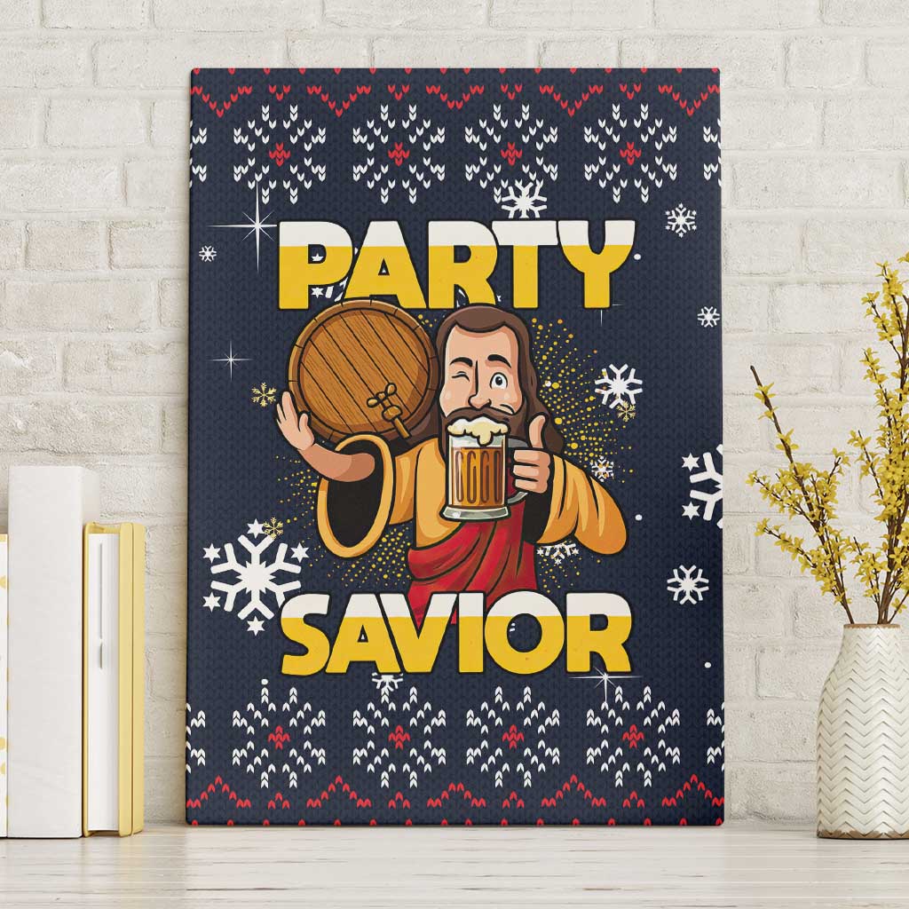Jesus Party Savior Christmas Canvas Wall Art Funny Xmas Holiday Patterns - Wonder Print Shop