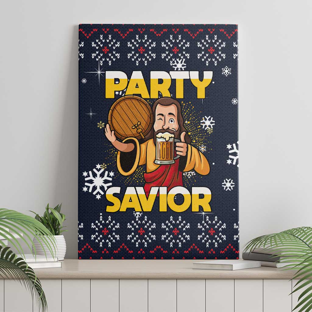 Jesus Party Savior Christmas Canvas Wall Art Funny Xmas Holiday Patterns - Wonder Print Shop