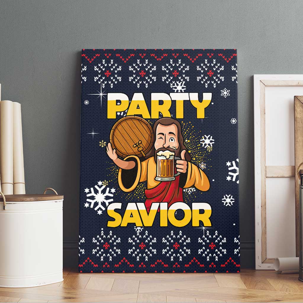 Jesus Party Savior Christmas Canvas Wall Art Funny Xmas Holiday Patterns - Wonder Print Shop