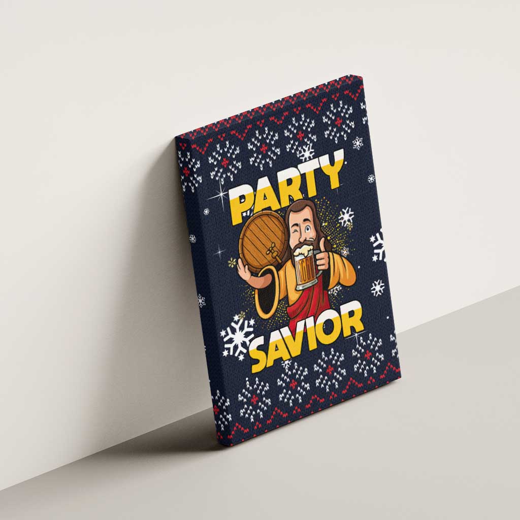 Jesus Party Savior Christmas Canvas Wall Art Funny Xmas Holiday Patterns - Wonder Print Shop