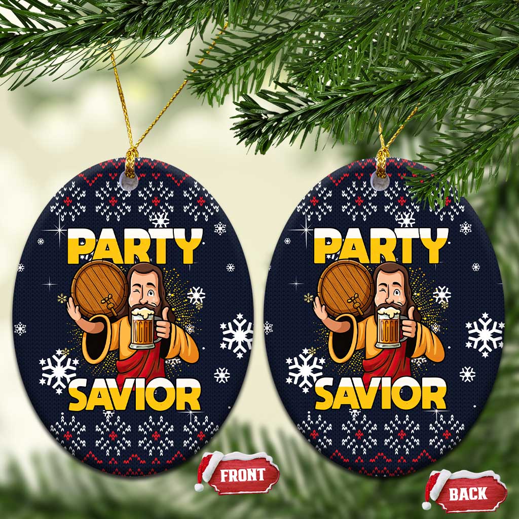 Jesus Party Savior Christmas Ceramic Ornament Funny Xmas Holiday Patterns - Wonder Print Shop