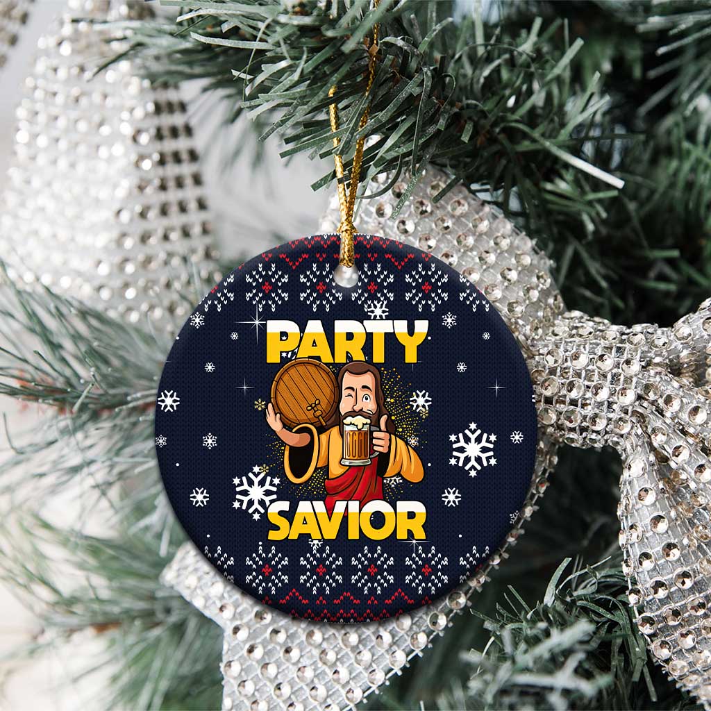 Jesus Party Savior Christmas Ceramic Ornament Funny Xmas Holiday Patterns - Wonder Print Shop