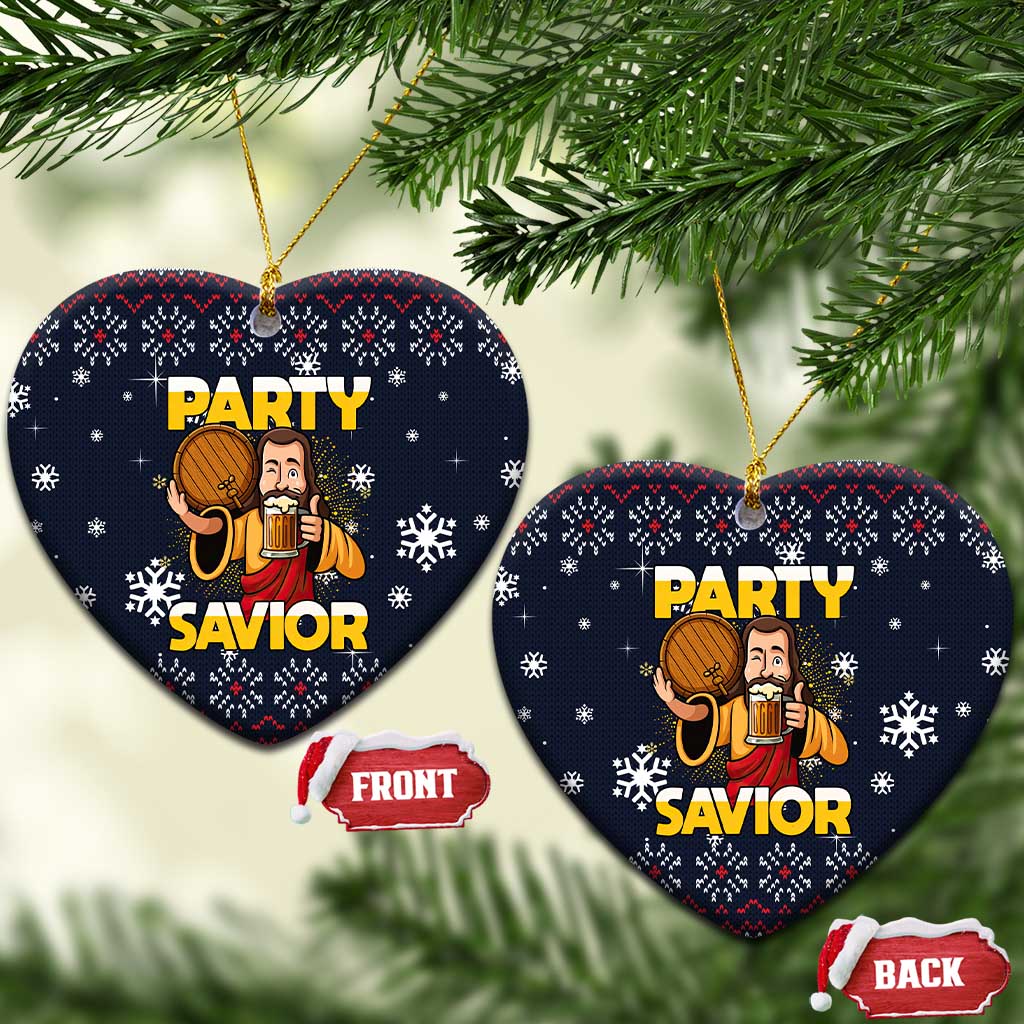 Jesus Party Savior Christmas Ceramic Ornament Funny Xmas Holiday Patterns - Wonder Print Shop
