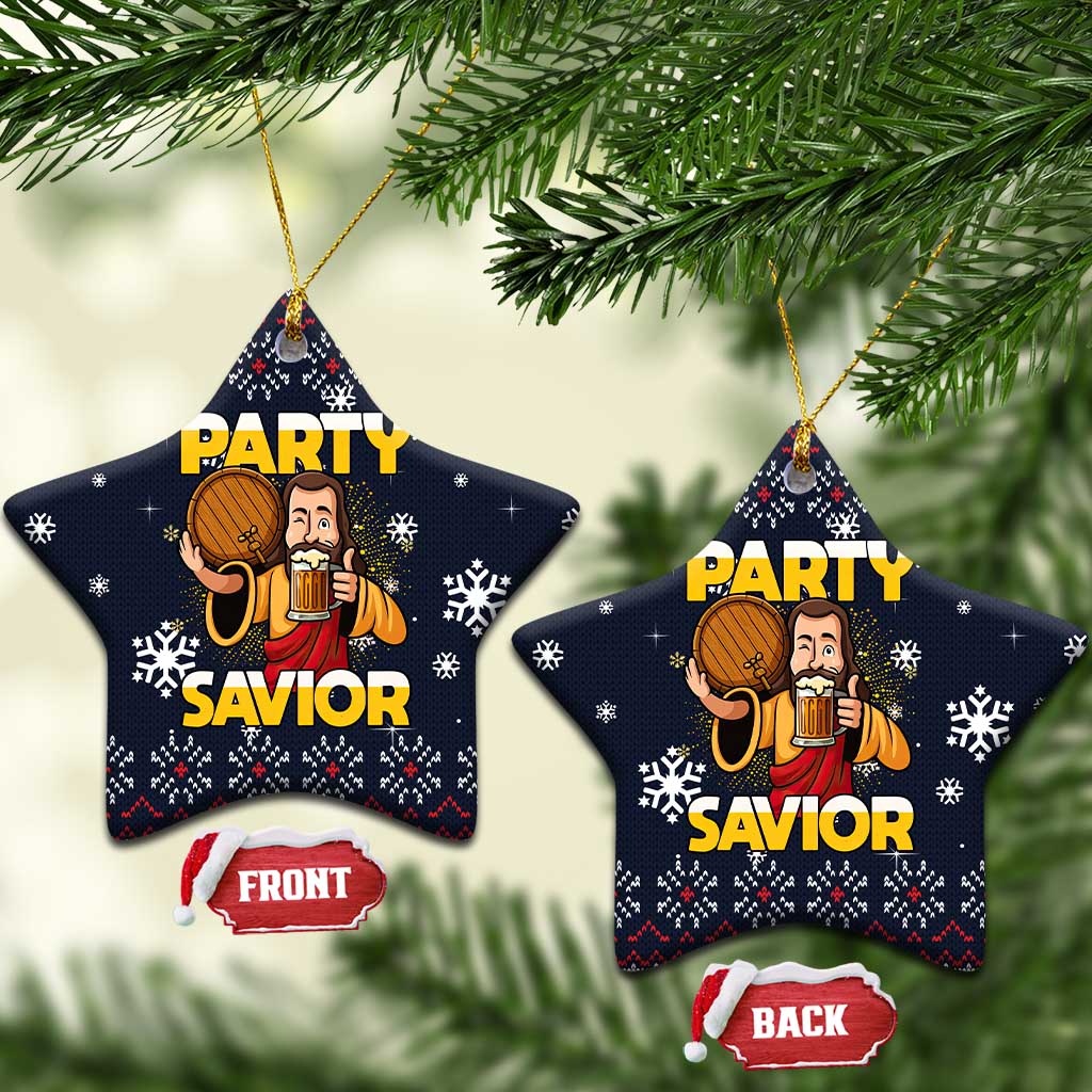Jesus Party Savior Christmas Ceramic Ornament Funny Xmas Holiday Patterns - Wonder Print Shop