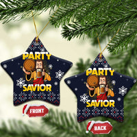 Jesus Party Savior Christmas Ceramic Ornament Funny Xmas Holiday Patterns - Wonder Print Shop