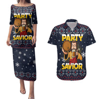 Jesus Party Savior Christmas Couples Matching Puletasi and Hawaiian Shirt Funny Xmas Holiday Patterns - Wonder Print Shop
